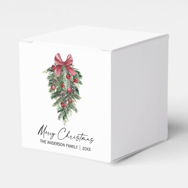 Caja Para Regalos Elegante acuarela Pines Calligraphy Ink Navidades (Costado Anverso)