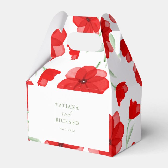 Caja Para Regalos Elegante acuarela Poppy Floral Pattern Boda (Front Side)
