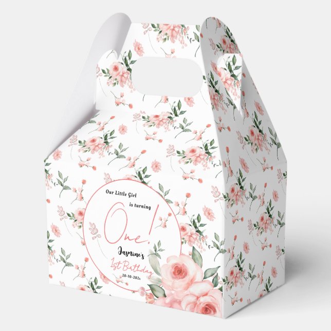 Caja Para Regalos Elegante acuarela Rosa Chica Rosa Rosa Primer cump (Anverso)