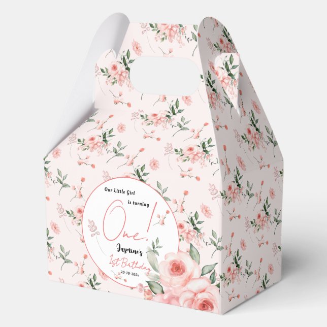 Caja Para Regalos Elegante acuarela Rosa Chica Rosa Rosa Primer cump (Anverso)