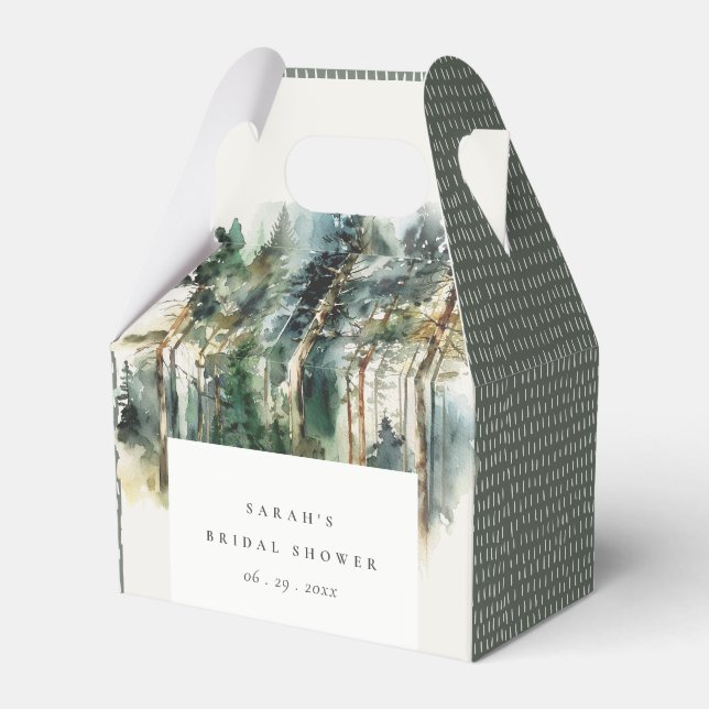 Caja Para Regalos Elegante acuarela Woodland Forest Bridal Shower (Front Side)