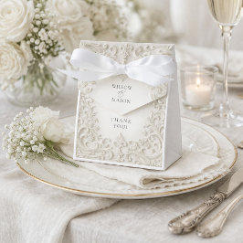 Caja Para Regalos Elegante Agradecimiento de Boda Marfil Barroco