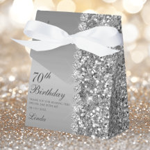 Elegante Agradecimiento de Cumpleaños 70 en Plata
