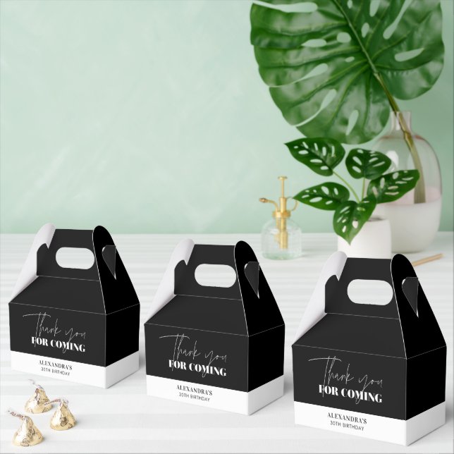 Caja Para Regalos Elegante Agradecimiento de Cumpleaños Blanco Negro (Múltiple)