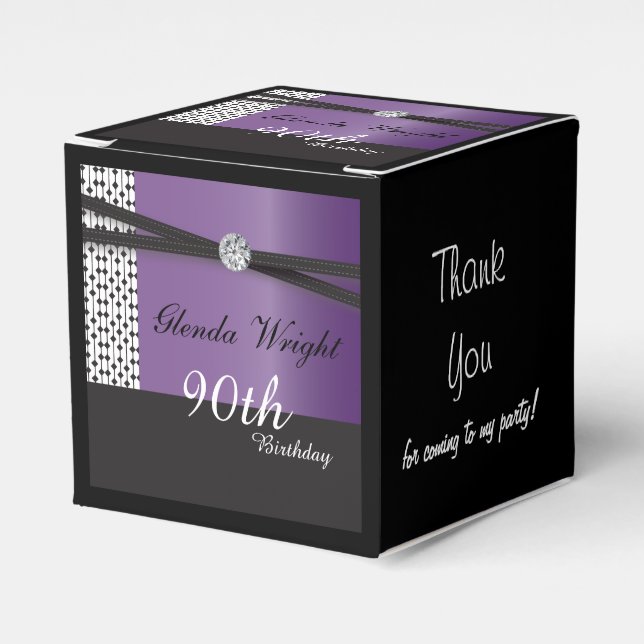 Caja Para Regalos Elegante Amethyst Purple y Black Birday (Costado Anverso)