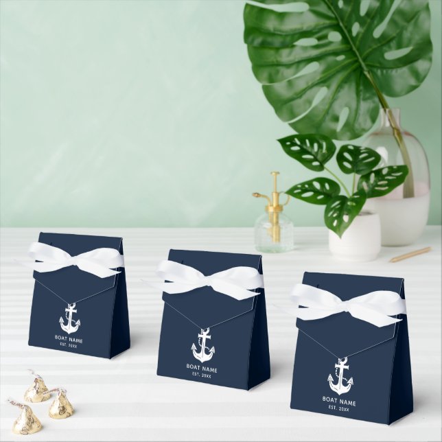 Caja Para Regalos Elegante Ancla Azul Marítimo (Múltiple)