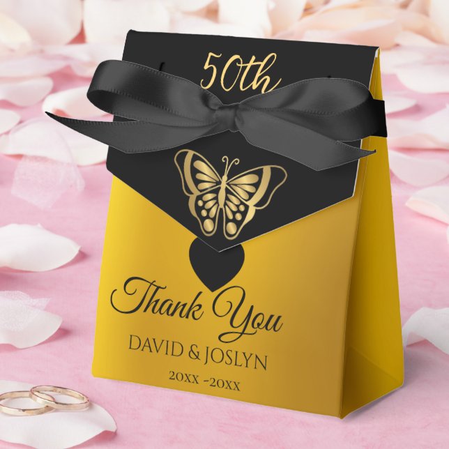 Caja Para Regalos Elegante Aniversario del Boda de Oro 50 (Boda)
