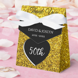 Caja Para Regalos Elegante Aniversario del Negro y Oro Personalizado