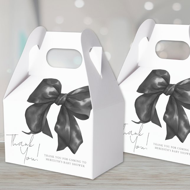 Caja Para Regalos Elegante Baby Shower Black Bow (Elegant Black Bow Baby Shower Favor Boxes )