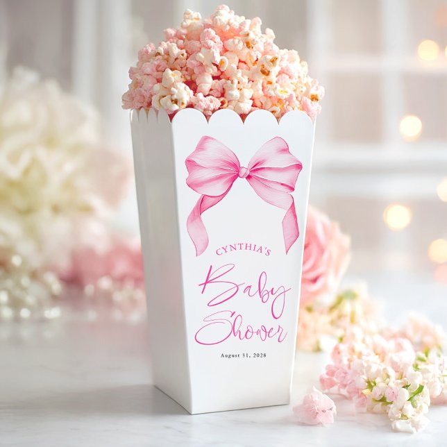 Caja Para Regalos Elegante Baby Shower Bow Rosa (Pink Bow Box)