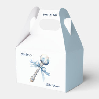 Caja Para Regalos Elegante Baby Shower de ráfaga azul plateado