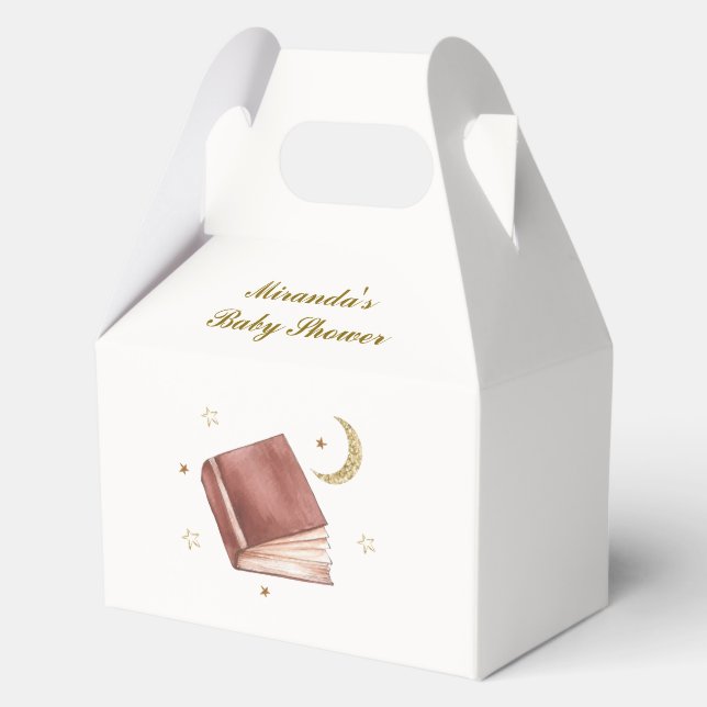 Caja Para Regalos Elegante Baby Shower del Boho Book Moon (Anverso)