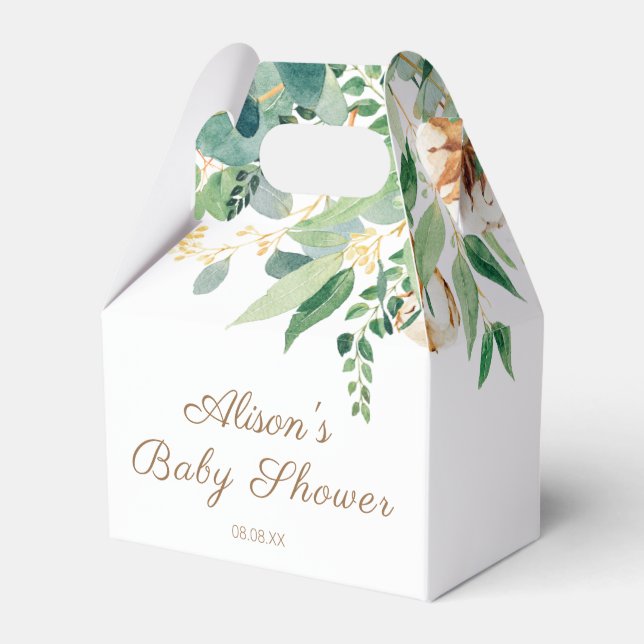 Caja Para Regalos Elegante Baby Shower Floral Eucalyptus Greenery (Front Side)