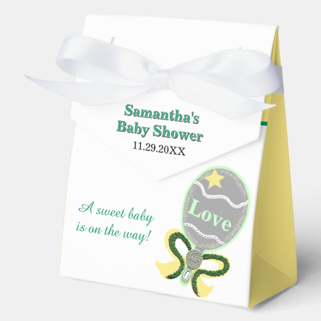 Caja Para Regalos Elegante Baby Shower Green Rattle (Anverso)