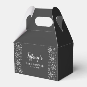 Caja Para Regalos Elegante Baby Shower Silver Black Winter Wonderlan
