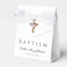 Caja Para Regalos Elegante Baptismo de la Cruz Floral