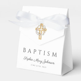 Caja Para Regalos Elegante Baptismo de la cruz floral