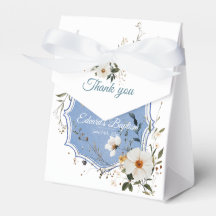 Elegante Bautismo Azul Dusto Floral