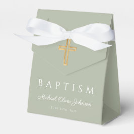 Caja Para Regalos Elegante Bautismo Religioso Verde Masaje
