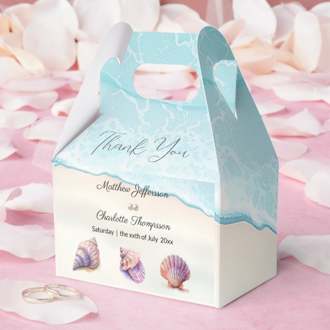 Caja Para Regalos Elegante Beach Wedding Seashells Perlas Náuticas (Boda)