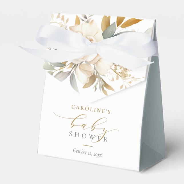 Caja Para Regalos Elegante Bebé Floral Neutral En Bloom Baby Shower (Front Side)