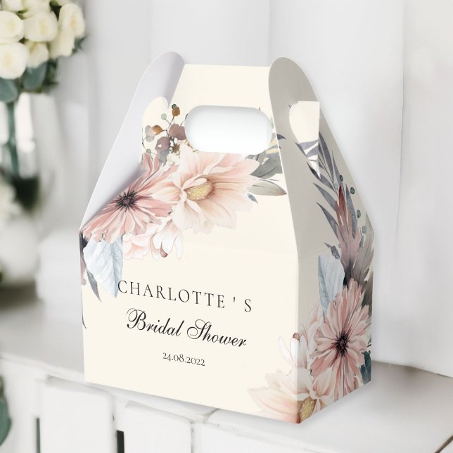 Caja Para Regalos Elegante, beige y pastel, fiesta de despedida de s (Elegant, Beige & Pastel Boho Bridal Shower Favor Boxes with your name and date.)