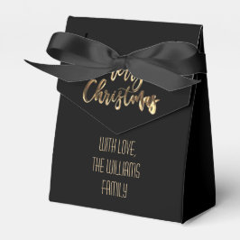 Caja Para Regalos Elegante Black and Gold Look Script Feliz Navidad