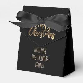Caja Para Regalos Elegante Black and Gold Look Script Navidades feli