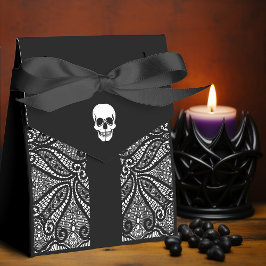 Caja Para Regalos Elegante Black Lace Gothic Skull Hallowedding