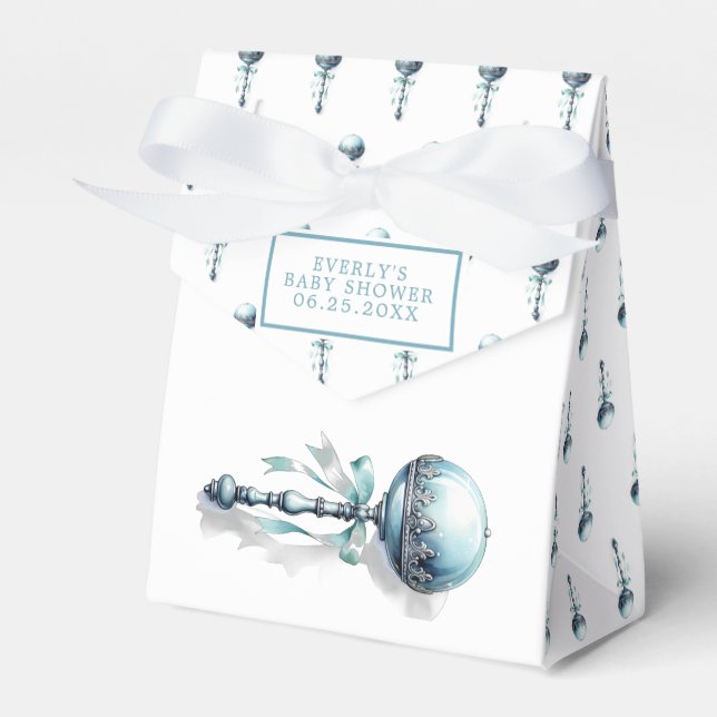 Caja Para Regalos Elegante Blue Baby Rattle Boy Baby Shower (Front Side)