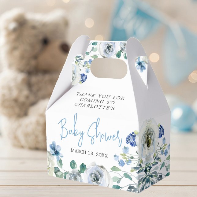 Caja Para Regalos Elegante Blue Floral Spring Baby Boy Shower (Subido por el creador)