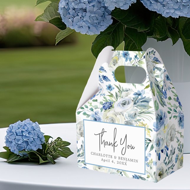 Caja Para Regalos Elegante Blue Floral Spring Garden Custom Wedding (Subido por el creador)