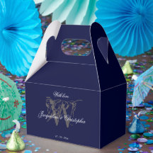 Elegante Boda azul de la Marina de Monograma Clási