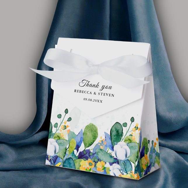 Caja Para Regalos Elegante boda blanco amarillo azul floral (Subido por el creador)