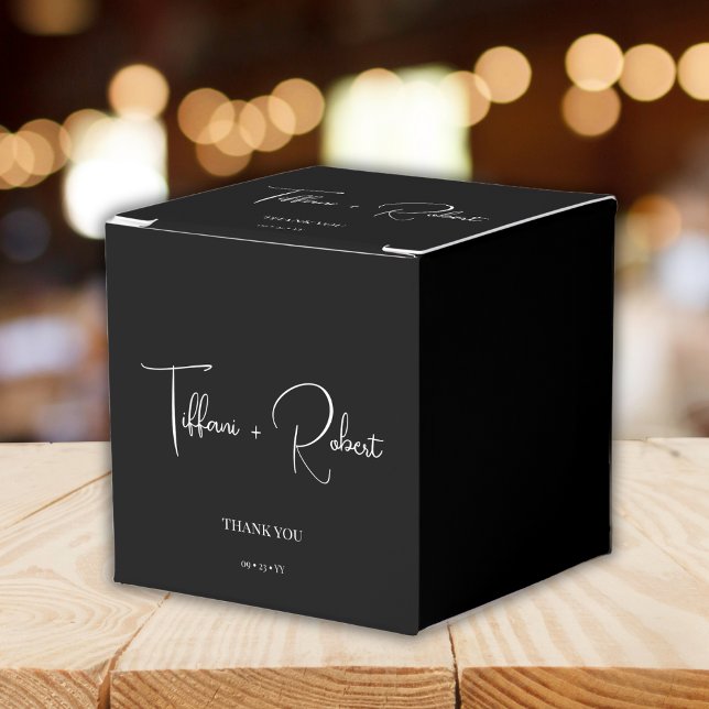 Caja Para Regalos Elegante Boda blanco y negro gracias (Subido por el creador)