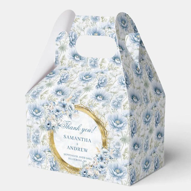 Caja Para Regalos Elegante Boda Bohemiana Dusty Blue Gold Gracias (Stylish Bohemian Dusty Blue Gold Wedding Thank You Favor Boxes)