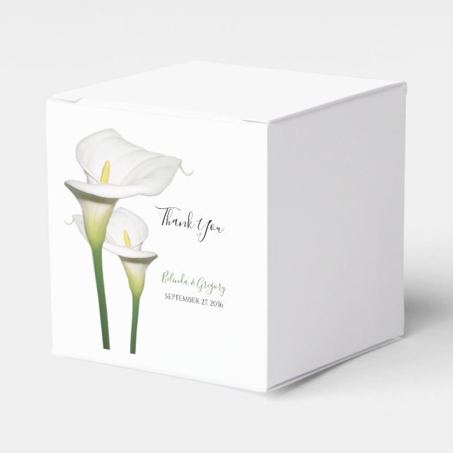 Caja Para Regalos Elegante Boda Calla Lilies Blanco (Costado Anverso)