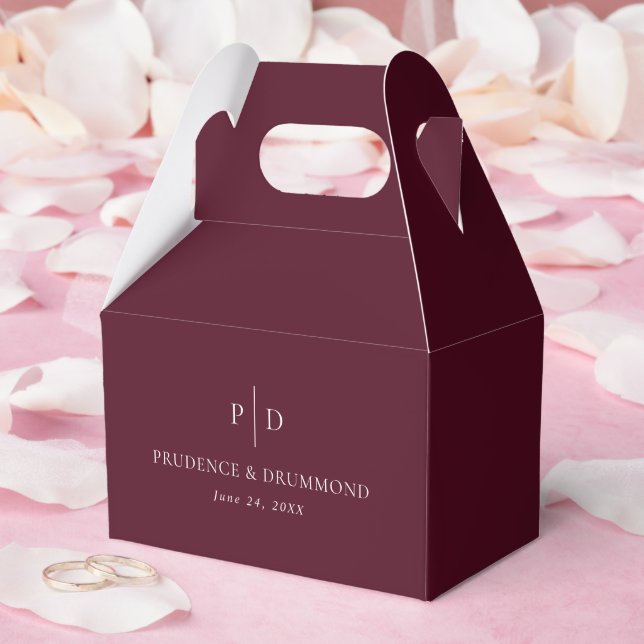 Caja Para Regalos Elegante Boda Clásica de Borgoña Profundo (Boda)