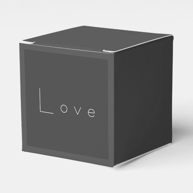 Caja Para Regalos Elegante Boda de amor blanco gris (Costado Anverso)