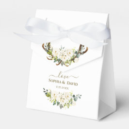 Caja Para Regalos Elegante Boda de Antlers de Flores de Crema Blanca
