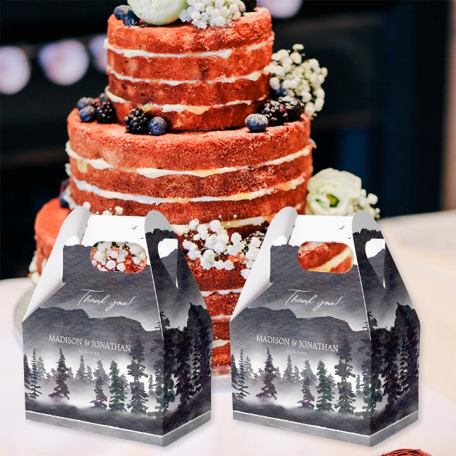 Caja Para Regalos Elegante Boda de Bosques de Montañas Blancas y Neg (Subido por el creador)