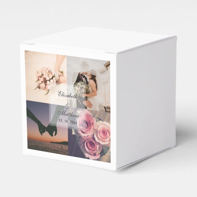 Caja Para Regalos Elegante Boda de Collage de fotos Novia y Groom (Costado Anverso)
