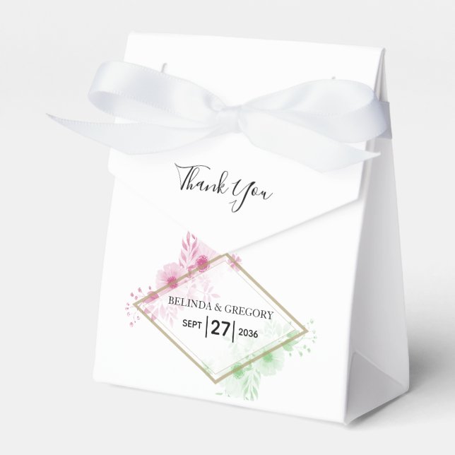 Caja Para Regalos Elegante Boda de flores acuáticas (Front Side)