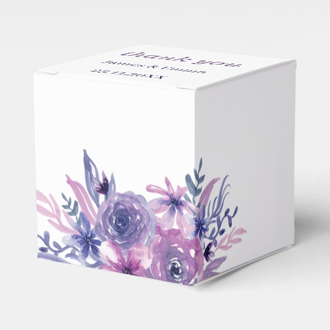 Caja Para Regalos Elegante Boda de flores púrpuras (Costado Anverso)