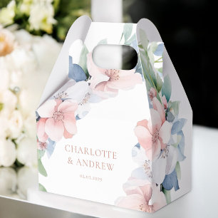 Caja Para Regalos Elegante Boda de Flores Rosa Azul
