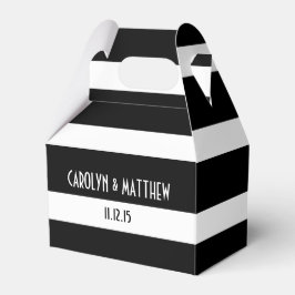 Caja Para Regalos Elegante Boda de franjas blancas negras