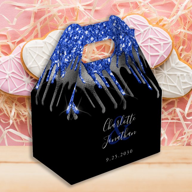 Caja Para Regalos Elegante Boda de goteo de Purpurina negro plateado (Subido por el creador)
