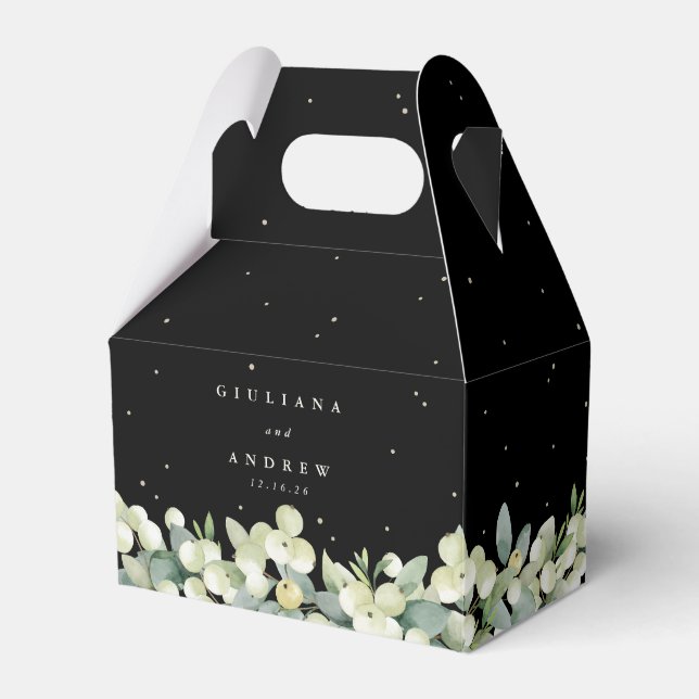 Caja Para Regalos Elegante Boda de Invierno Black Snowberry+Eucalypt (Front Side)