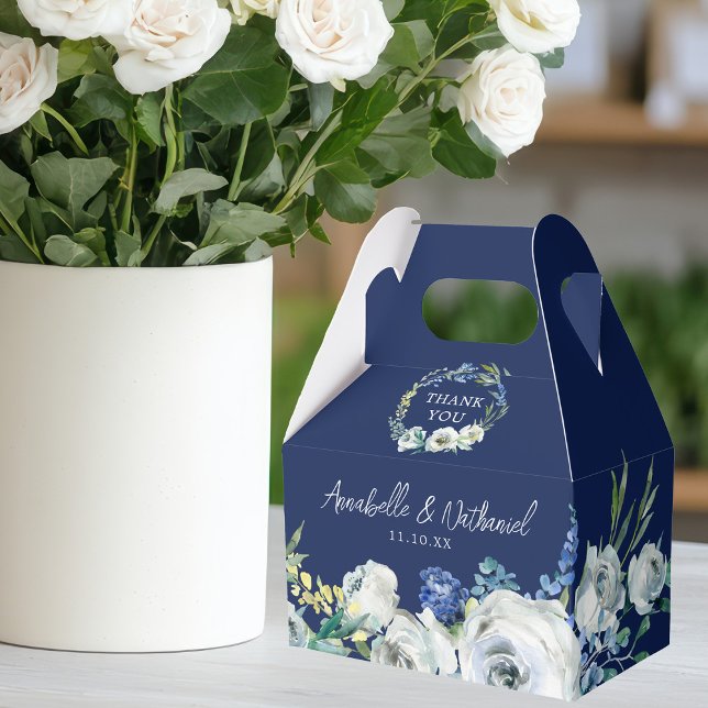 Caja Para Regalos Elegante boda de invierno moderno con flores azule (Subido por el creador)
