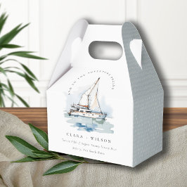 Caja Para Regalos Elegante Boda de la capa marina del barco de vela 
